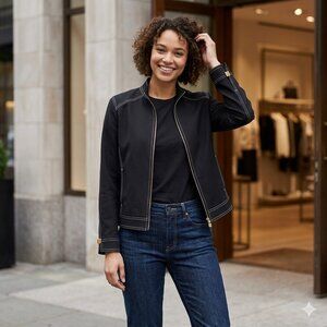 St. John Sport Black Casual Jacket Size Large Vintage